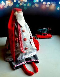 Santa Tilda Christmas Decor Doll Christmas Gift Coca-Cola Handmade Santa collectible doll Gift Doll Gift to Friend