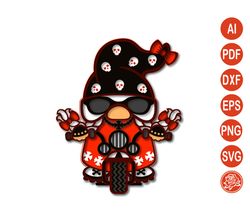 Layered Gnome Girl Biker Mandala  SVG for Cricut
