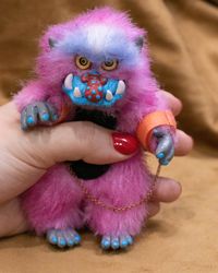 My pet monster 2 ,ooak ,handmade gift, furry animal, kawaii plush, poseable doll ,black friday