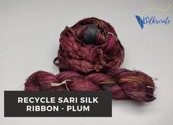 Sari Silk Ribbon - Plum - Silk Ribbon - Recycled Sari Silk Ribbon - Sari Silk Ribbon Yarn - Gift Ribbon