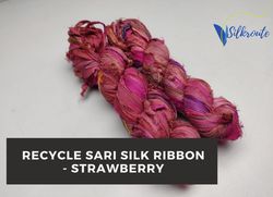 Sari Silk Ribbon - Strawberry | Recycled Sari Silk Ribbon | SilkRouteIndia
