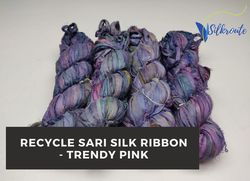 Sari Silk Ribbon - Trendy Pink - Recycled Sari Silk Ribbon - Recycled Ribbon - Gift Ribbon