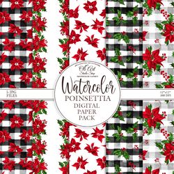 Download Seamless Patterns. Christmas. Xmas. Winter Poinsettia. JPG. Digital Download. OliArtStudioShop