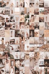 100 PCS Beige Wall Collage Kit DIGITAL DOWNLOAD | Boho Beige Aesthetic Photo Collage Prints | Photo Wall Collage Set