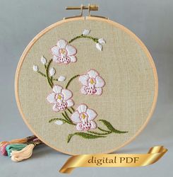 Orchid pattern pdf embroidery, hand embroidery DIY