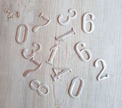 Vintage Soviet elegant numbers digits aluminum: 0, 1, 2, 3, 4, 6 or 9, 7, 8