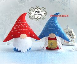 christmas gnome pattern, christmas gift toy, felt christmas ornaments patterns, felt toy pattern, christmas felt pattern