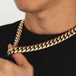 Steel Miami Cuban Link Necklace Bracelet Curb Chain