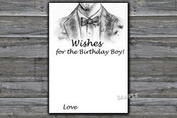 Bow Tie Wishes for the birthday boy,Birthday Games for Him, Adult Birthday Games,Printable Birthday Games for Him
