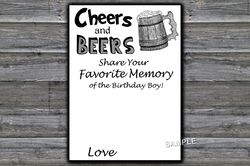 Cheers and beers Favorite Memory of the Birthday Boy,Birthday Games for Him, Adult Birthday Games,Printable BirthdayGame