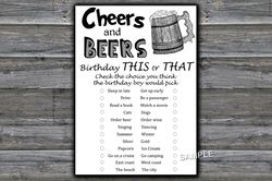 Cheers and beers This or That birthday game,Birthday Games for Him,Adult Birthday Games,Printable Birthday Games for Him