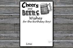 Cheers and beers Wishes for the birthday boy,Birthday Games for Him,Adult Birthday Games,Printable Birthday Games forHim