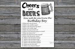 Cheers and beers How well do you know the birthday boy,Birthday Games for Him,Adult Birthday Games
