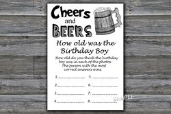 Cheers and beers HOW OLD WAS THE birthday boy,Birthday Games for Him,Adult Birthday Games,Printable Birthday Games