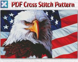 Bald Eagle Cross Stitch Pattern / USA Flag Cross Stitch Pattern / America Simbol Cross Stitch Chart / Bird Cross Stitch