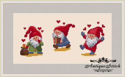 3 Christmas Gnomes Ornaments Mini Cross Stitch Pattern PDF Compatible Pattern Keeper