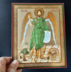 St John the Baptist Angel of the Desert | Gold foiled icon | Inspirational Icon Decor| Size: 8 3/4"x7 1/4"