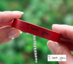 Handwriting bracelet, Personalized gift, Leather bracelet, Christmas gift, Valentine's day gift, Sentimental gift