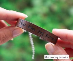 Handwriting bracelet, Personalized gift, Leather bracelet, Christmas gift, Valentine's day gift, Sentimental gift