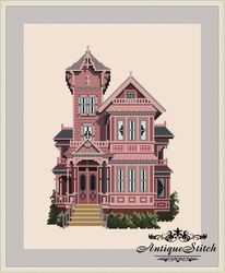 025 Victorians Across America Cross Stitch Pattern PDF Rose Victorian House California Nature Compatible Pattern Keeper