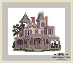 051 Rose Lawn Victorian House Cross Stitch Pattern PDF New Jersey Victorians Across America Compatible Pattern Keeper