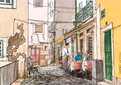 Lisbon. Portugal. Watercolor drawing. Digital copy. Art Print. Poster.