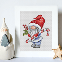 Winter gnome cross stitch pattern PDF, gnome cross stitch, christmas gnome, winter cross stitch, christmas cross stitch