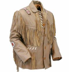 Native Western American Fringed Leather Coat