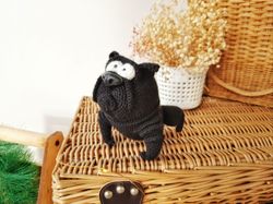 Black FRENCH BULLDOG PUPPY toy, Cute Dog Statue, Dog Sculpture, Dog Lover Gift, Dog Collectible, Dog Mom gift Christmas