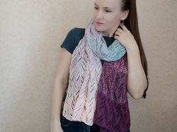 Long lace scarf handmade, women cotton gradient scarf