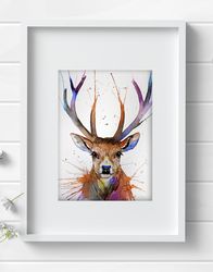 Original watercolor painting  7x10 inches deer elk animal art by Anne Gorywine
