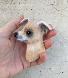 dog keychain custom dog portrait from photo personalized pet replica handmade needle felted dog