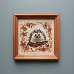 Hedgehog, Animal Cross Stitch, Cottagecore decor, cute animal