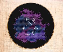 Libra Cross stitch pattern Constellation Zodiac sign cross stitch Astronomy Horoscope cross stitch