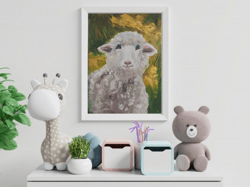The good Lamb sheep original painting oil painting for gift