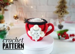 Christmas crochet pattern gnome coffee mug, Christmas cup, winter holiday gnome, Christmas Amigurumi toy pattern
