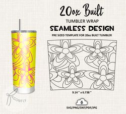floral burst tumbler template / 20 oz built tapered tumbler wrap / seamless design - 107