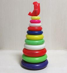 Soviet Vintage toy Tower of the rings. Big Color Pyramid