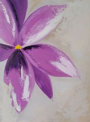 Flower Oil Painting Original Art Wall Decor Lilac Plant Impasto Painting