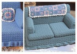 Digital | Vintage Crochet Pattern Sofa for Cat | Sofa for Little Dog | Sofa for Dolls | 3 Designs | ENGLISH PDF TEMPLATE
