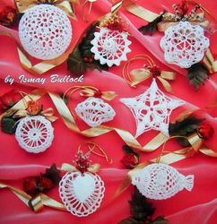 Christmas Romance Ornaments Vintage Crochet Pattern PDF Snowflakes Crochet