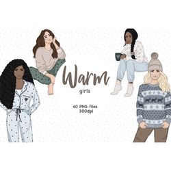 Warm Winter Girl Clipart | New Year Clipart Bundle