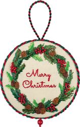 Embroidery kit PANNA JK-2269 "Christmas toy. Christmas wreath" 8 x 8 cm