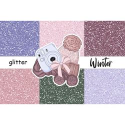 Winter Glitter Digital Paper | Blue Glitter Texture