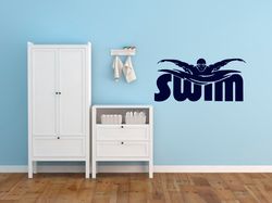 Sports Swimming Sticker Men Swimmer Wall Sticker Vinyl Decal Mural Art Decor