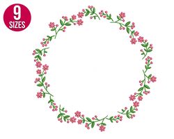 Flower Border, Floral wreath  machine embroidery design, Digital download, Instant download