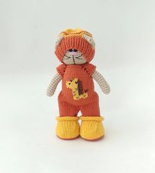 stuffed cat doll in clothes, amigurumi cat, Crochet cat toys, amigurumi kitty, Stuffed animal toy, stuffed cat toy