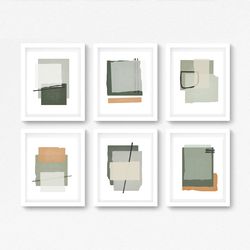 Geometric Abstract Set Of 6 Prints Downloadable Art Square Print 6 Piece Wall Art Modern Painting Minimalist Home Decor