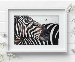 Original watercolor painting  8x11 inches zebra animal art horse by Anne Gorywine