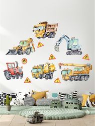Construction Machinery Wall Decals. Peel and stick repositionable Stickers. Vehicles Wall Decal. Straight Road Decals.